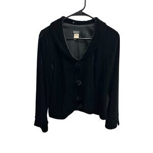 MSK Vintage Velvet V-Neck Long Sleeve Top Black Retro Chic Whimsigoth
